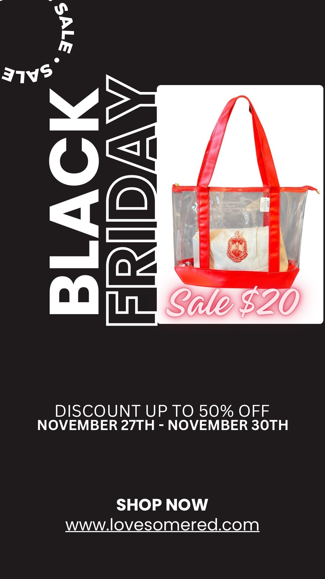 Black Friday Delta Clear Tote $20