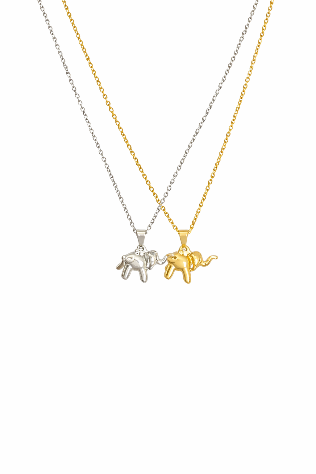 Lovesome Elephant Duo Necklace Set
