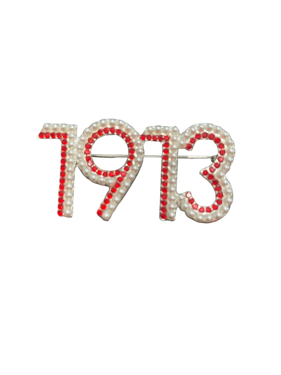 Crimson & Pearl 1913 Brooch