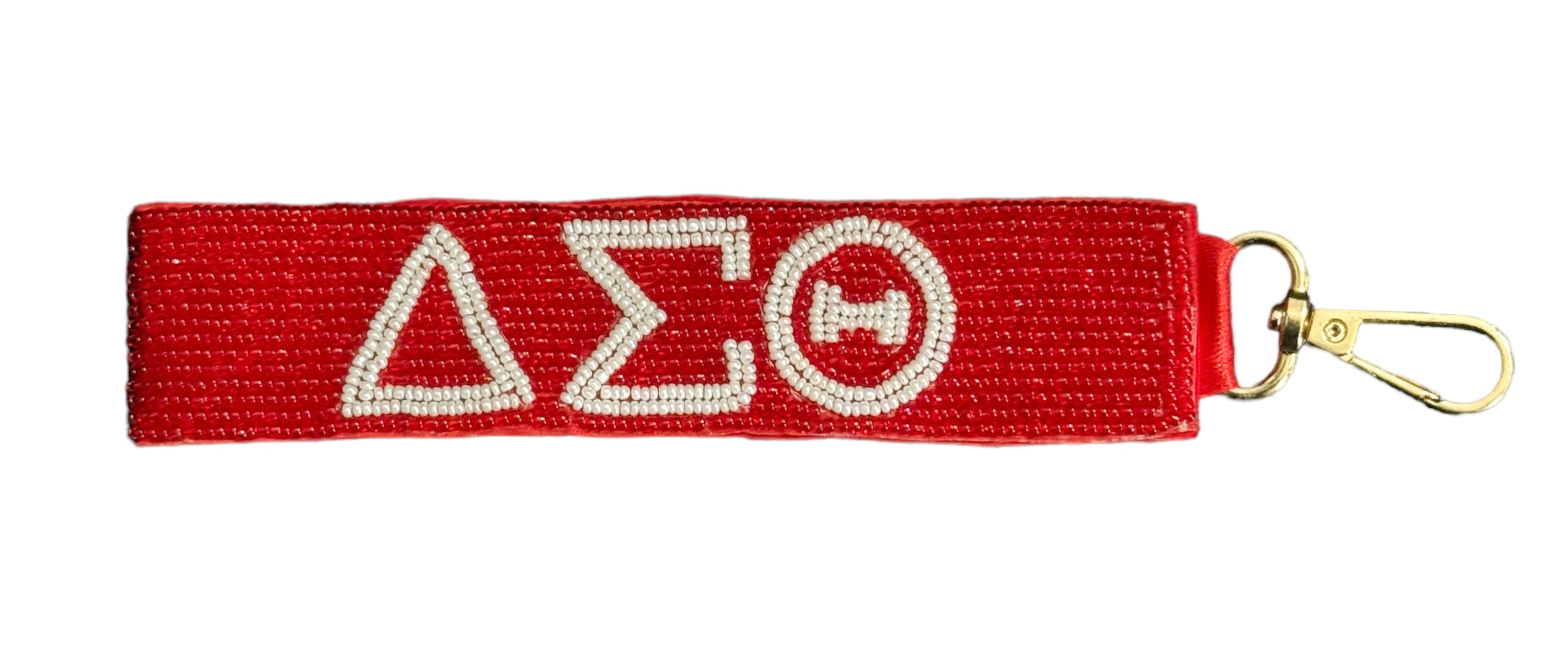 Hand Beaded Delta Keychain/ Wristlet Strap – Lovesome Red
