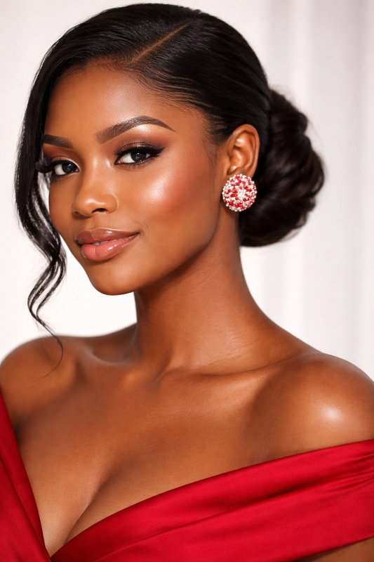 Crimson Radiance Clip-On Earrings
