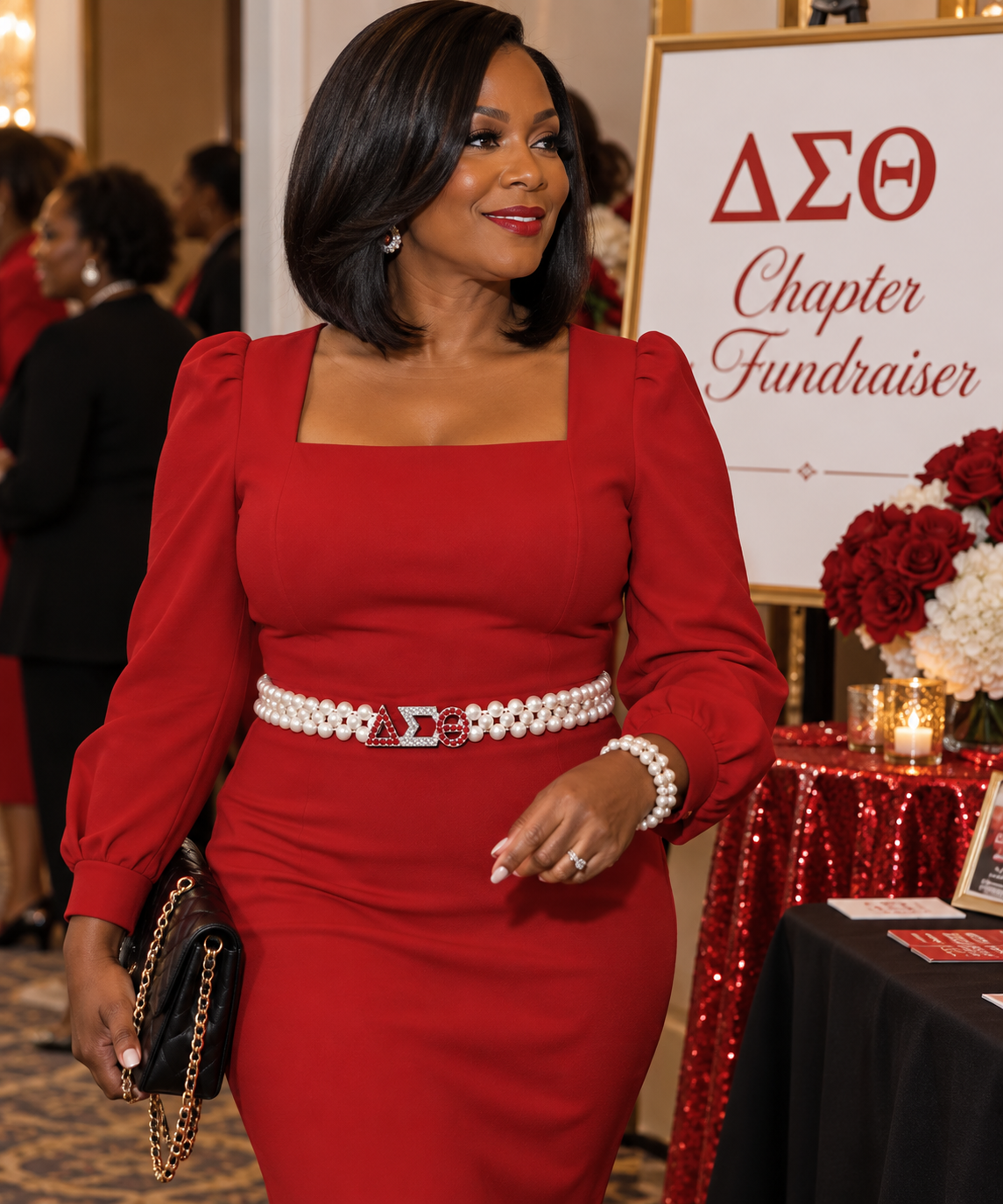 Crimson Elegance Pearl Belt