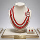 DST Sorority Red White Pearl Long Brooch Necklace