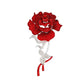 Sparkle Red Rose Blooming Brooch