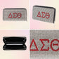 DST Greek Rhinestone Encrusted Zipper Wallet