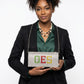 OES Colors Rhinestone Flap Snap Clutch Bag