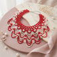 DST Cascading Red White Pearl Collar Necklace