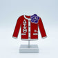 DST Red Cardigan African Violet Brooch Pin