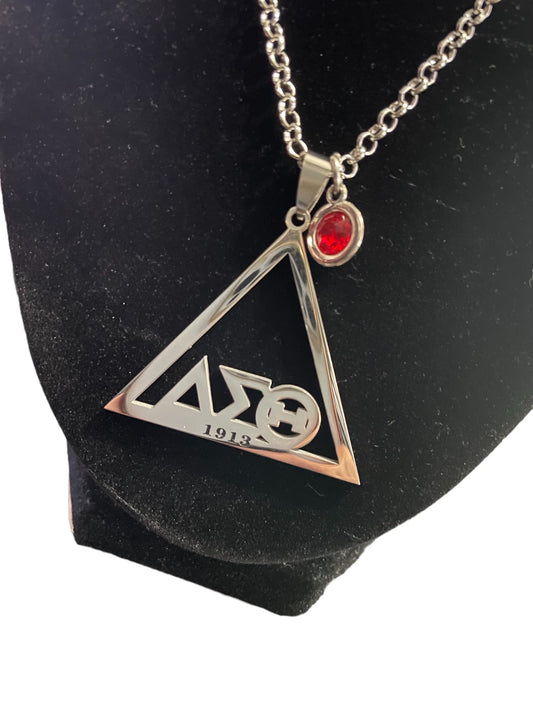 Delta Sigma Theta Stainless Pyramid Necklace